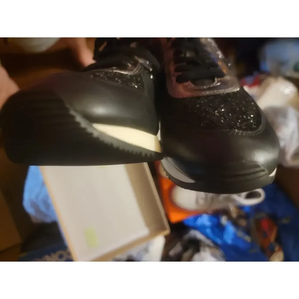 MICHAEL Michael Kors Allie Wrap Trainer Sneakers – Black Glitter & Metallic Silv